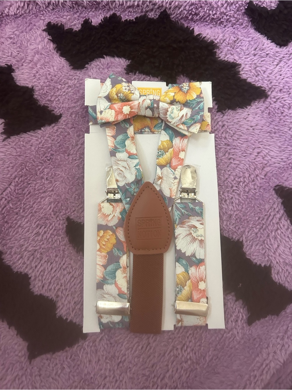 Floral Bow Tie and Suspenders Set for Kids - Multicolor